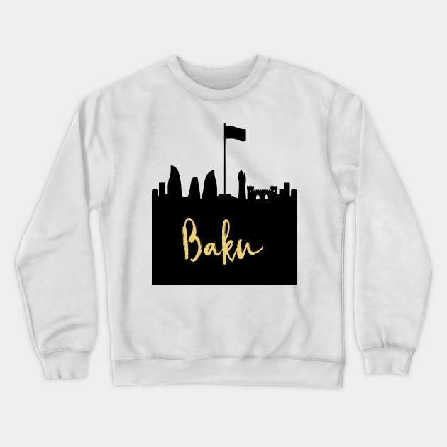 BAKU AZERBAIJAN DESIGNER SILHOUETTE SKYLINE ART Crewneck Sweatshirt by deificusArt